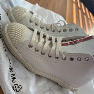 Prada White Leather Sneakers